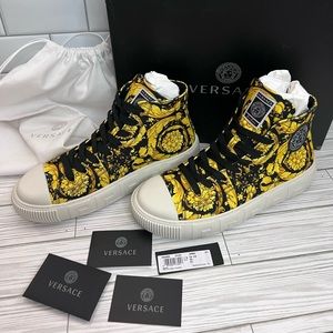 Black & Gold Greca Versace High Top Barocco Sneakers size 41